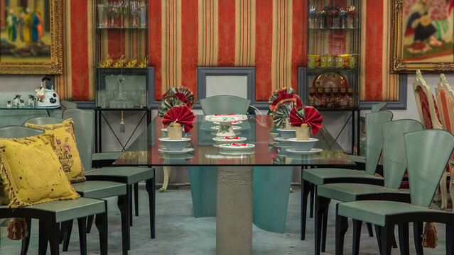 dining table and comfortable chairs in modern home with elegant table setting timelapse stop motion