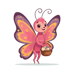 Cartoon butterfly illustration icon of butterflies A colorful butterfly with blue eyes vector