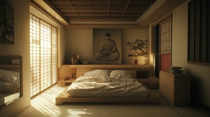 Serene Japanese-Style Bedroom Interior Design