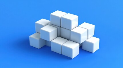 Fototapeta premium Abstract Composition: White Cubes on Blue Background