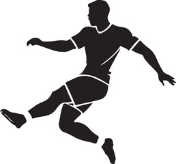 A Black and White Man Playing Football Silhouette Design