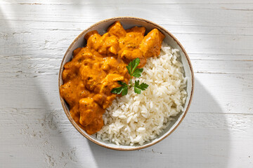 bowl of Chicken Tikka Masala with Rice