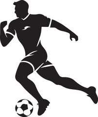 A Black and White Man Playing Football Silhouette Design