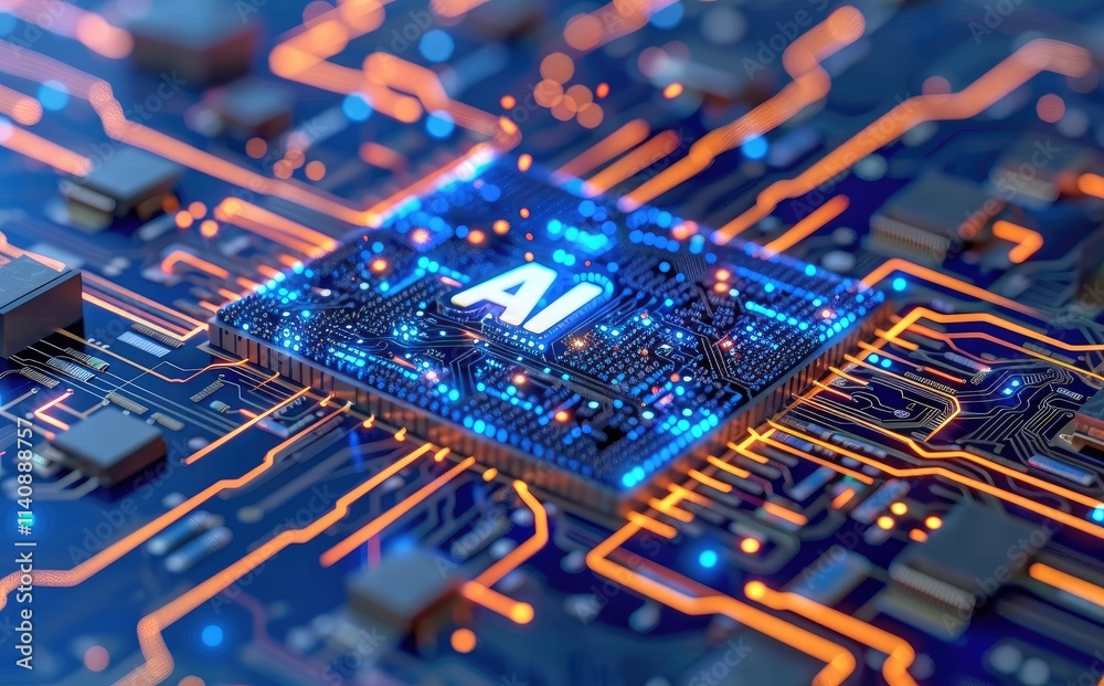 Poster close-up of an ai chip labeled 