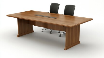 Modern Wooden Conference Table with Two Chairs