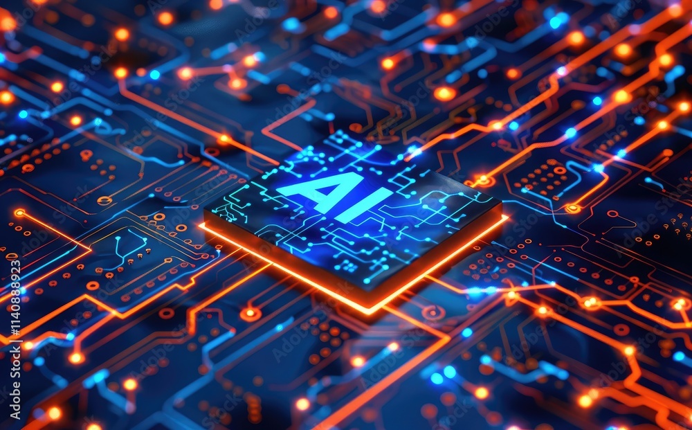 Poster Abstract digital circuit board featuring an 