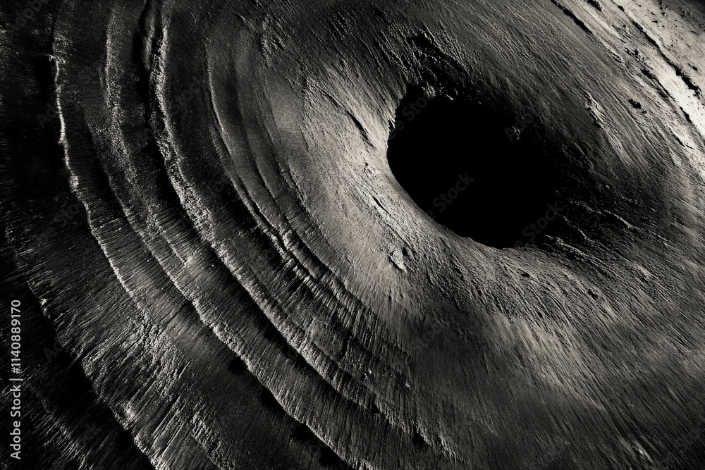 Leinwandbilder a striking black and white texture forming a circular pattern, creating a sense of depth and intrigu