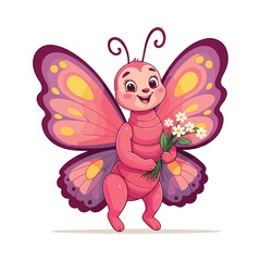 Cartoon butterfly illustration icon of butterflies A colorful butterfly with blue eyes vector
