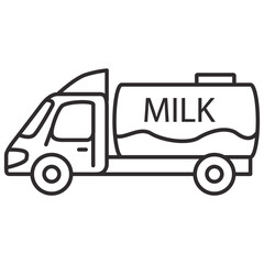 Milk truck. Milk farm delivery.  Milk tanker truck.Dairy delivery service.
Outline vector illustration.
Isolated on white background.