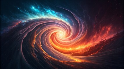 Cosmic Swirl Fiery and Icy Nebula Spiral, Digital Art, Abstract Space, Nebula, Galaxy Space art, cosmic landscape