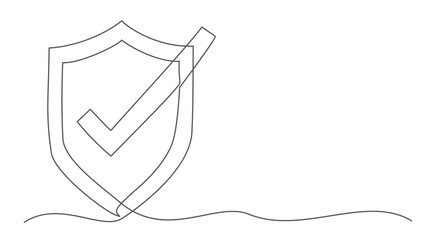 Shield One line drawing on white background