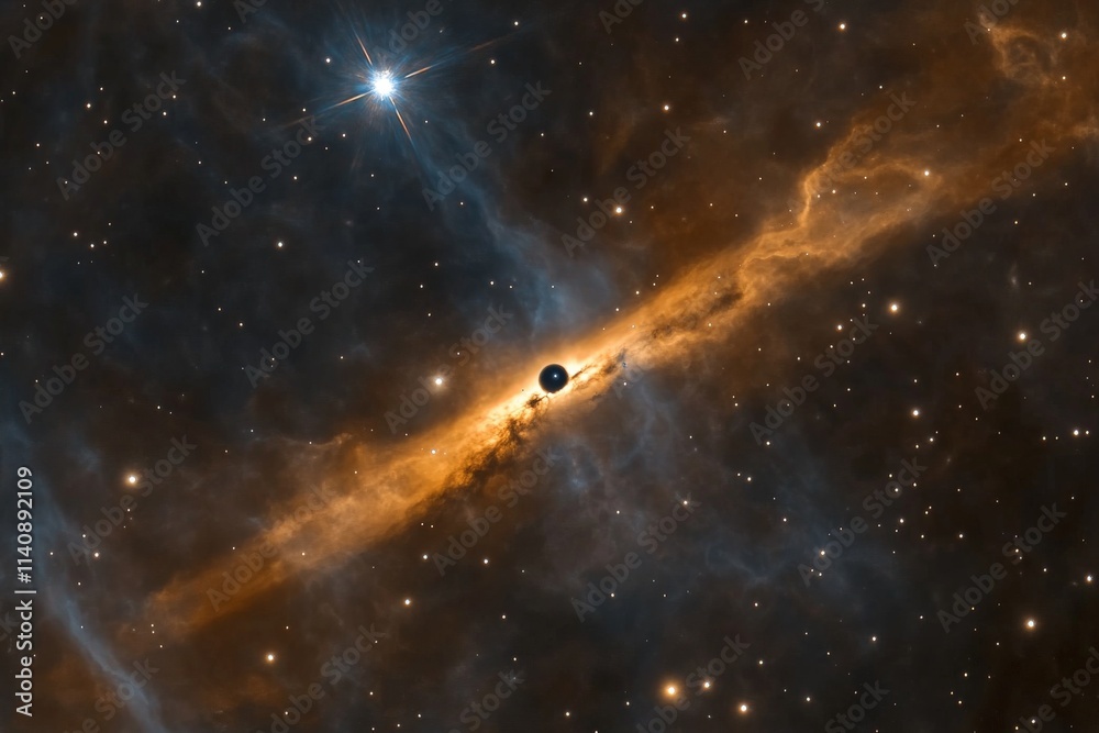 Poster In this striking image, an enigmatic orb is depicted within a colorful cosmic atmosphere, exploring the intricate connections between celestial bodies and the universe.
