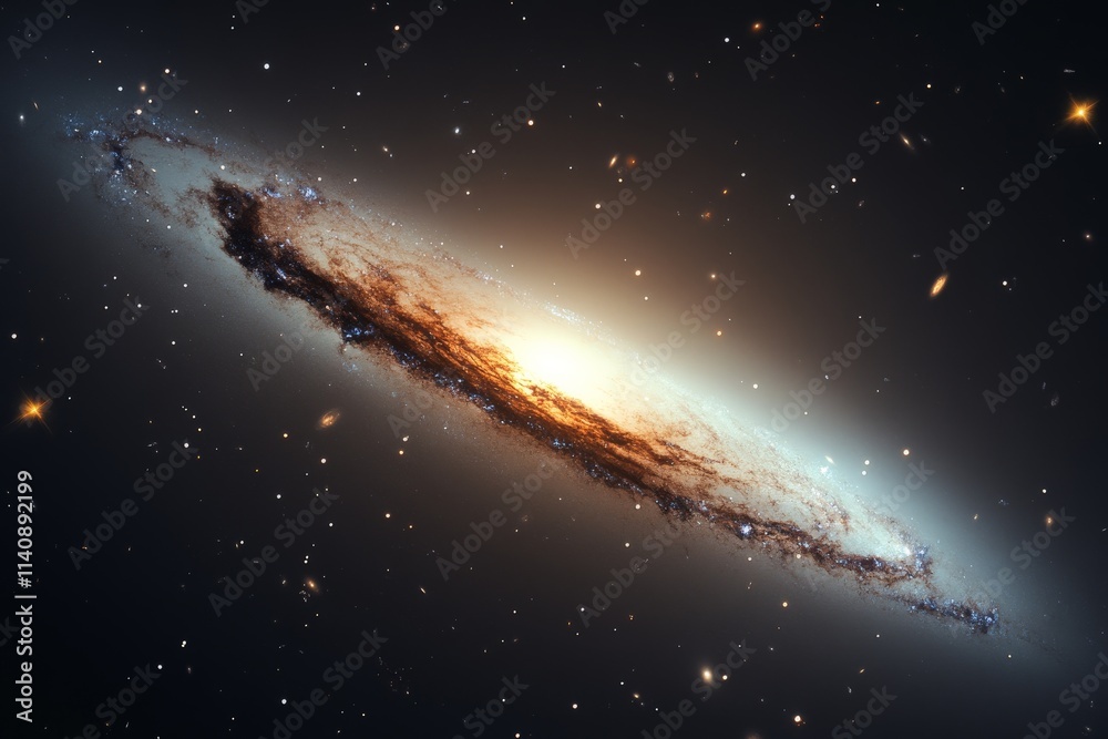 Poster a mesmerizing spiral galaxy, radiating light in the vast cosmos, captivating viewers with its intric
