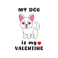  Cute valentine dog with a typography