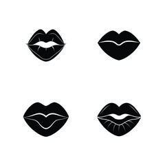 Set of valentine silhouette lips