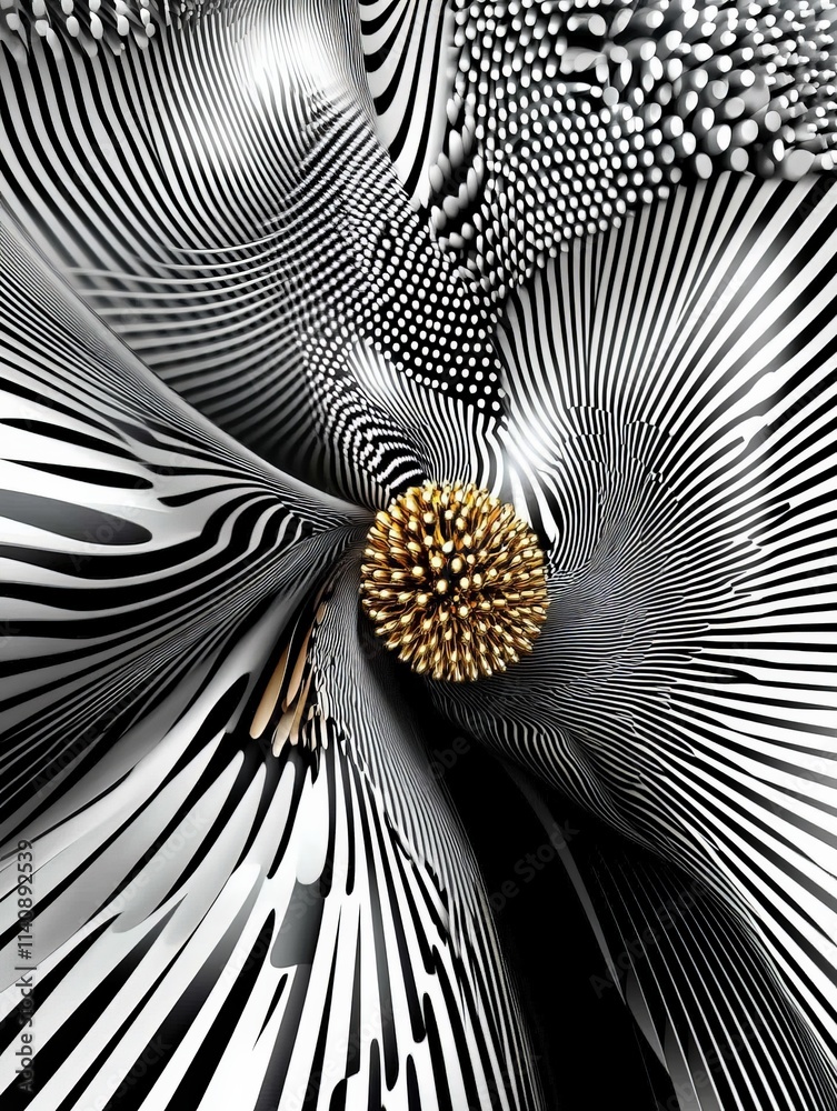 Leinwandbilder an abstract design exhibiting dynamic swirling black and white patterns surrounding a striking cente