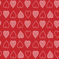 Valentines seamless pattern with heart line art