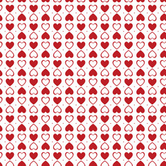 Valentines seamless pattern with red and white heart shapes