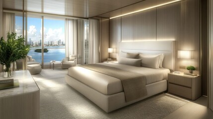 Luxury Bayside Bedroom: Opulent Coastal Retreat