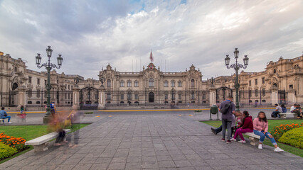 Obraz premium Palacio de Gobierno or The Government Palace also known as House of Pizarro timelapse hyperlapse.