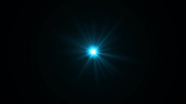 Flash blue light on black background. glow sparkle effect. Abstract lens flare ignition. Flashing lights