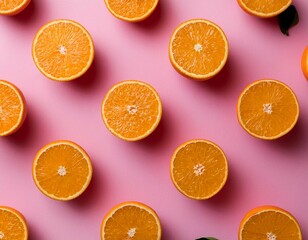 orange fruit pattern on pink background