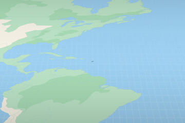 Antigua and Barbuda highlighted on a detailed map, geographic location of Antigua and Barbuda.