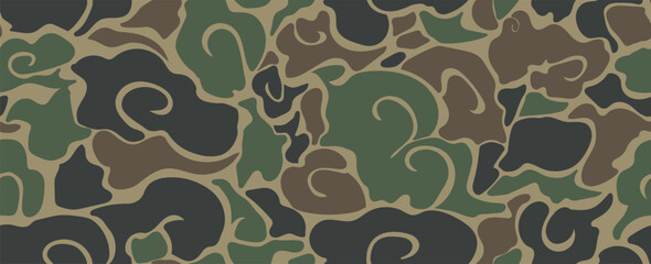 Trendy camouflage military pattern. Vector camouflage pattern for clothing design. Woodland hunting camouflage. Camo pattern