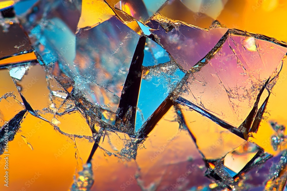 Aufkleber this close-up captures the vivid colors and intriguing textures of broken glass shards, evoking a se