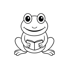 Obraz premium frog cartoon line art