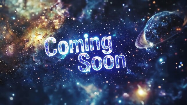 Coming Soon: Star-Filled Galaxy with Cosmic Constellation Design for Promotional Print