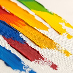 Colorful paint strokes on a canvas, showcasing vibrant hues for artistic creation.