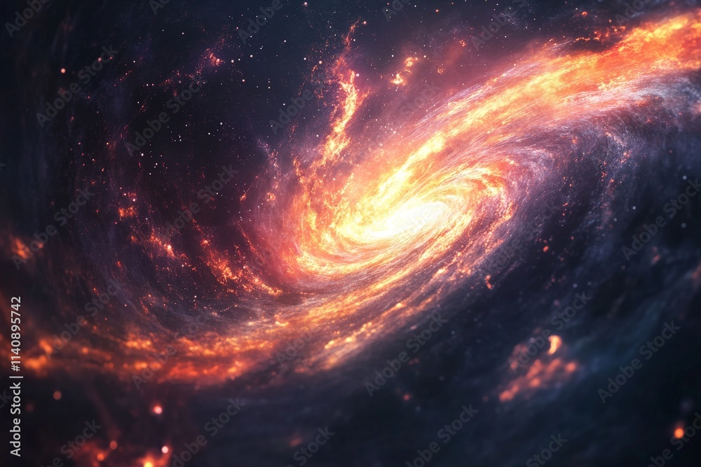 Aufkleber an awe-inspiring image of a galactic spiral rendered in fiery colors and radiant light, capturing th