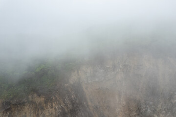 Big volcano crater cliff