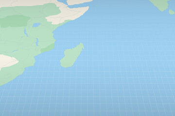 Mauritius highlighted on a detailed map, geographic location of Mauritius.