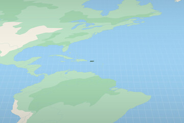 Puerto Rico highlighted on a detailed map, geographic location of Puerto Rico.