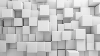 Abstract White Cube Composition: A 3D Render of Stacked Cubes