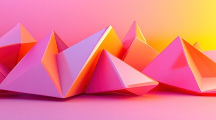 Abstract Pink and Orange Geometric Shapes: A Vibrant 3D Composition