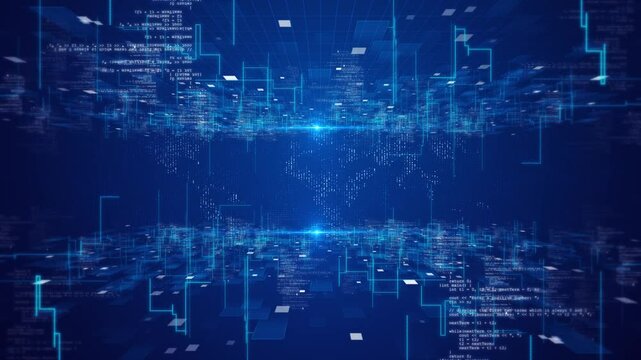 Data technology background. Big data visualization. Flow data. Information code. matrix. science artificial intelligence AI deep learning machine learning algorithm Neural flow network innovation