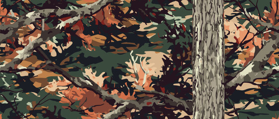 Woodland camouflage seamless pattern design. Hunting camouflage pattern. Vector camouflage