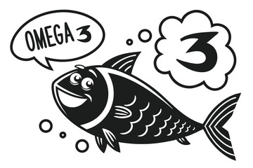 illustration icon for Omega 3 for kids black color and white background