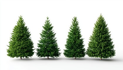 Obraz premium Isolated Christmas Trees on White Background for Holiday Decorations and Cards