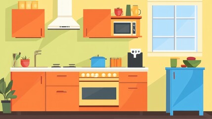 Modern Orange Kitchen Interior Design