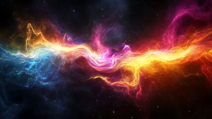 Naklejka premium Cosmic Nebula Swirling Vibrant Colors Across Space