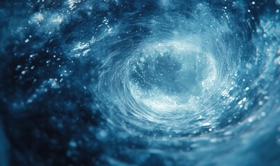 A blue swirl of water with a hole in the middle