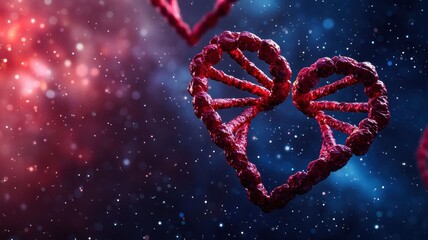 A creative representation of love and connection in a cosmic space, symbolizing unity and emotion in the universe.