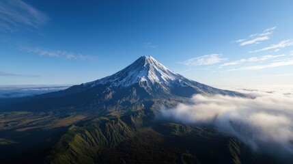 Fototapeta premium A mountain with a cloud of mist rising from it