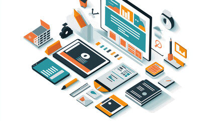 Fototapeta premium Business materials, tablet and PC, business intelligence