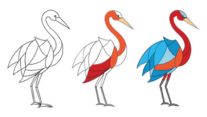 Heron, continuous line drawing, small tattoo, print for clothes and logo design, emblem or logo design