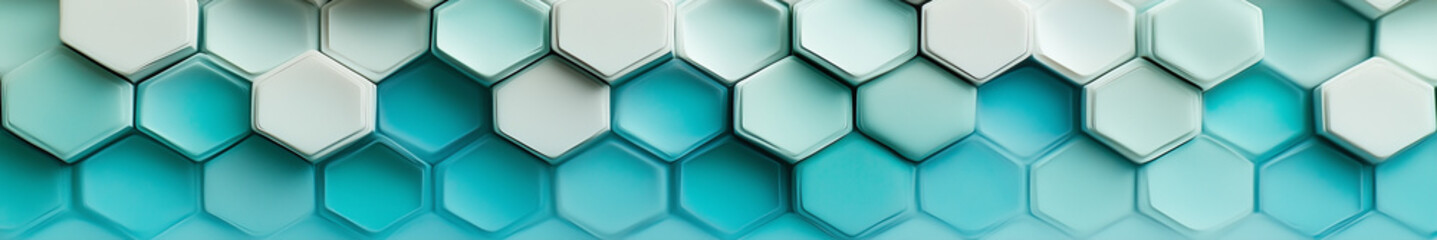 Minimalistic turquoise and white hexagonal pattern